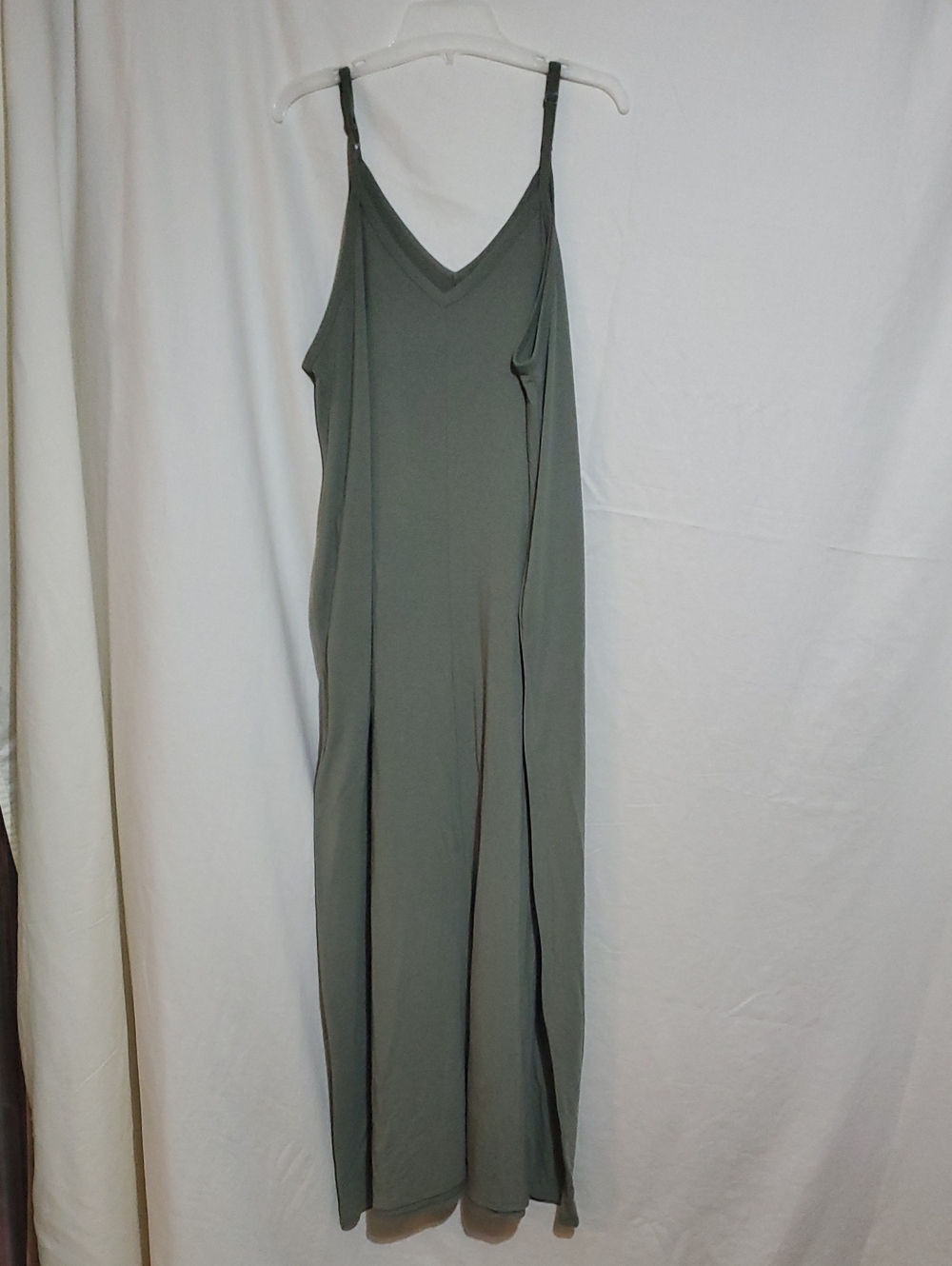 Zenana Outfitters Olive Green V-Neck Maxi Slip Dress